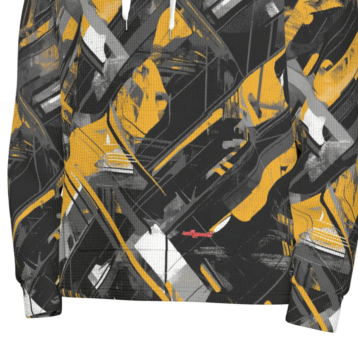men’s thermal waffle half button pullover hoodie - pittsburgh black/yellow/white image 6