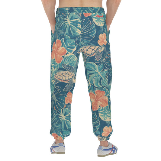 men’s thermal waffle tapered sweatpants - rarotonga turtle reef lagoon teal/coral/sand image 0