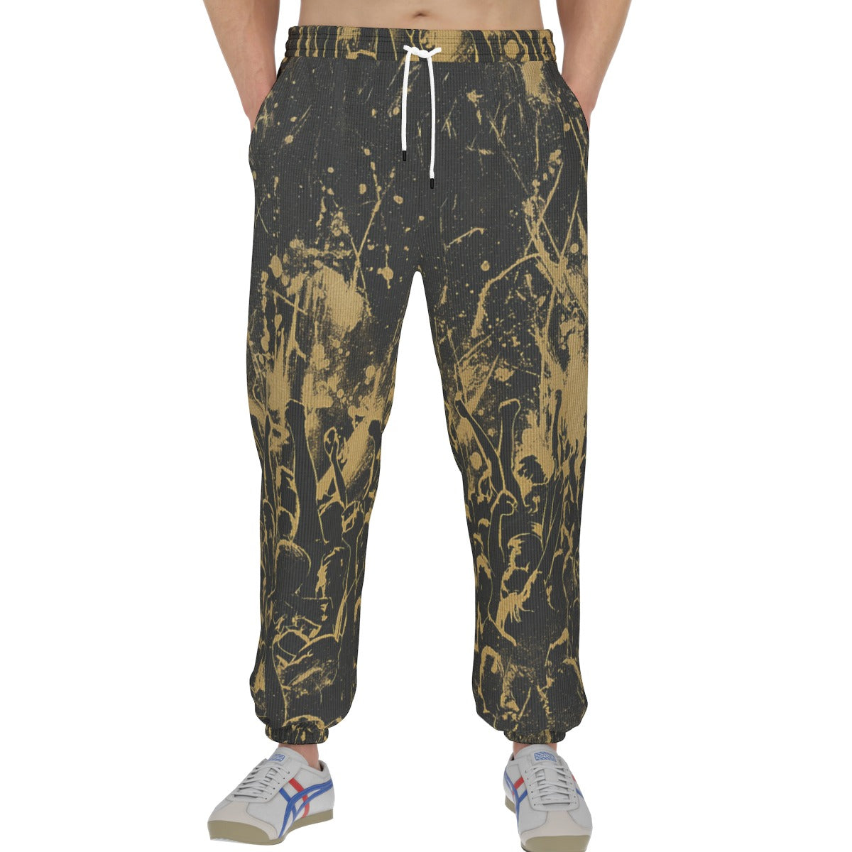 men’s thermal waffle tapered sweatpants - los angeles black/gold club image 4