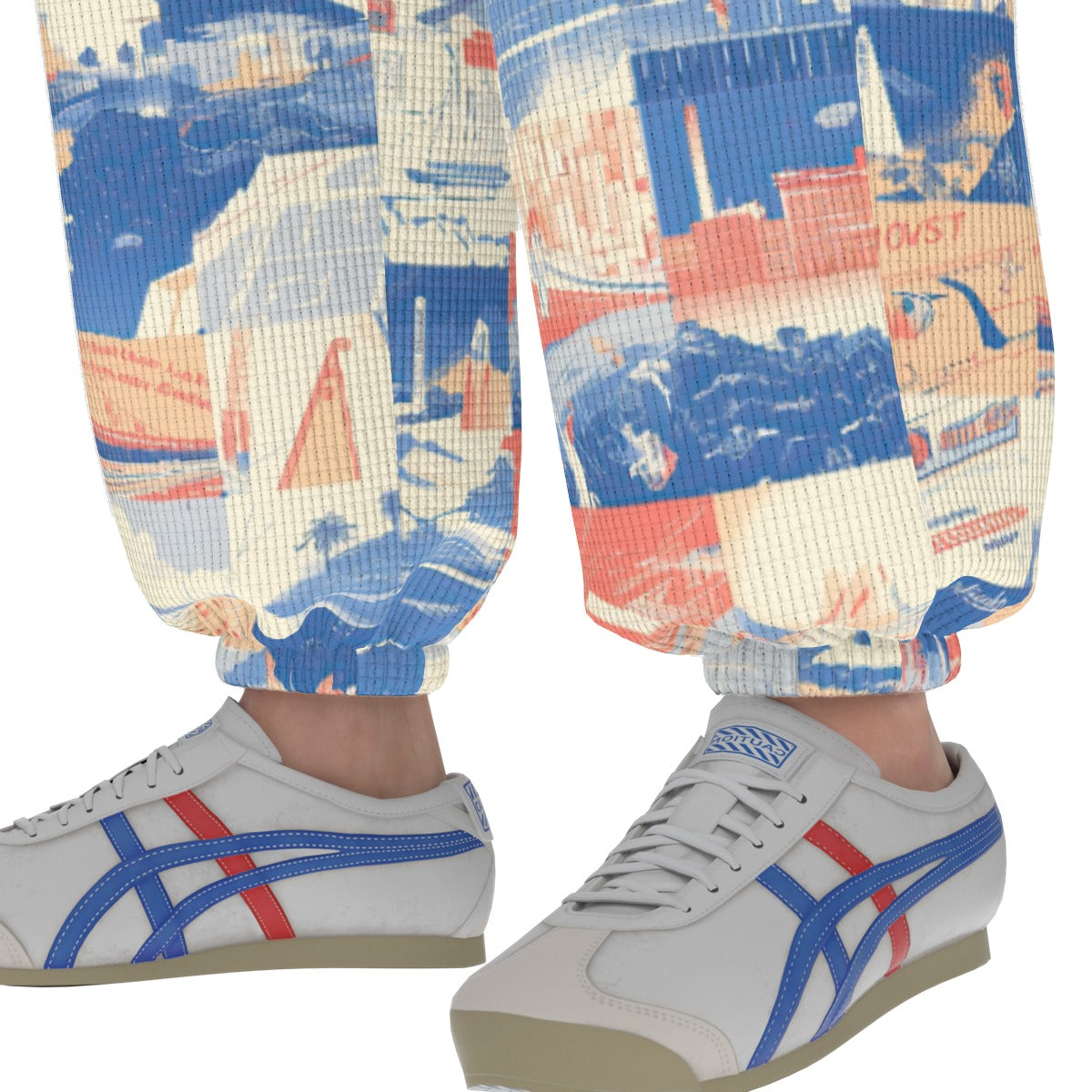 Men’s Thermal Waffle Tapered Sweatpants - Los Angeles Blue/White/Red image 5