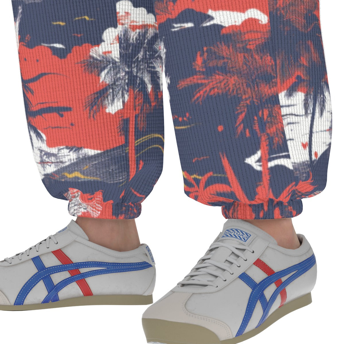 men’s thermal waffle tapered sweatpants - anaheim red/white/blue image 2