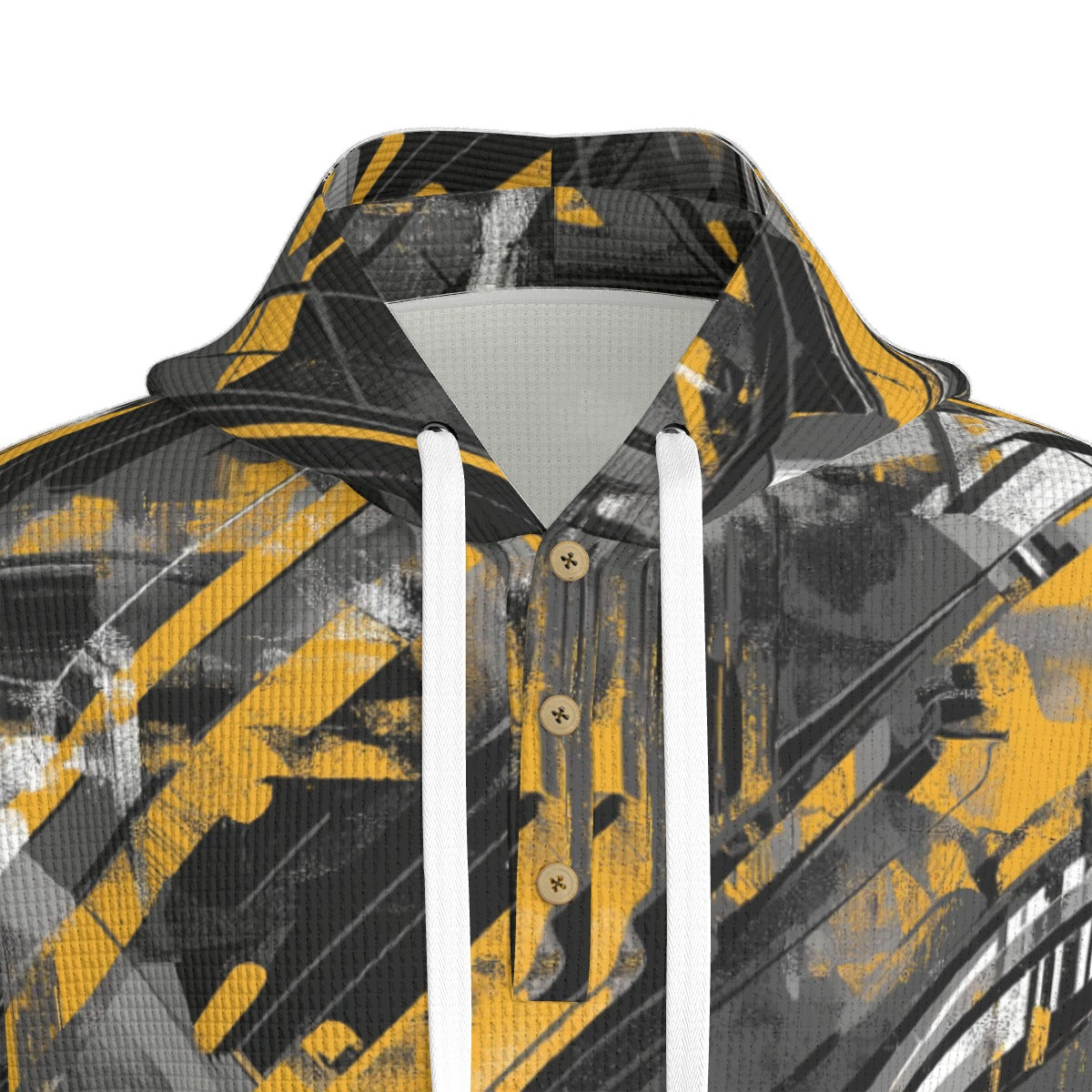 men’s thermal waffle half button pullover hoodie - pittsburgh black/yellow/white image 5