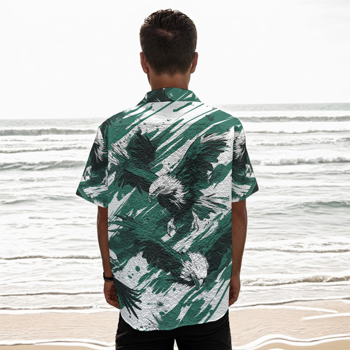 featherlite textured short sleeve shirt -  philadelphia midnight/green/white image 1