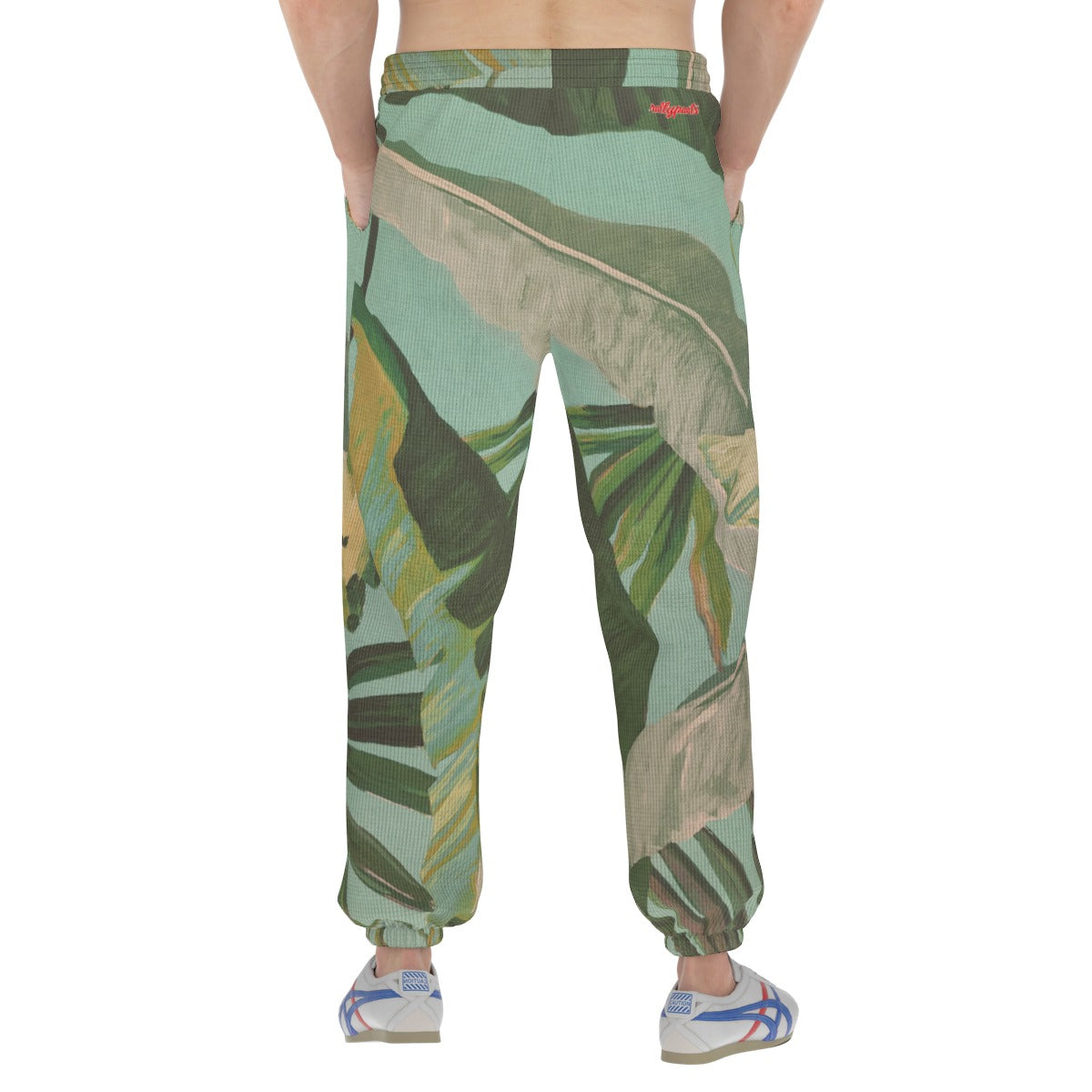 men’s thermal waffle tapered sweatpants - side door banana leaf/seafoam/palm shadow image 3