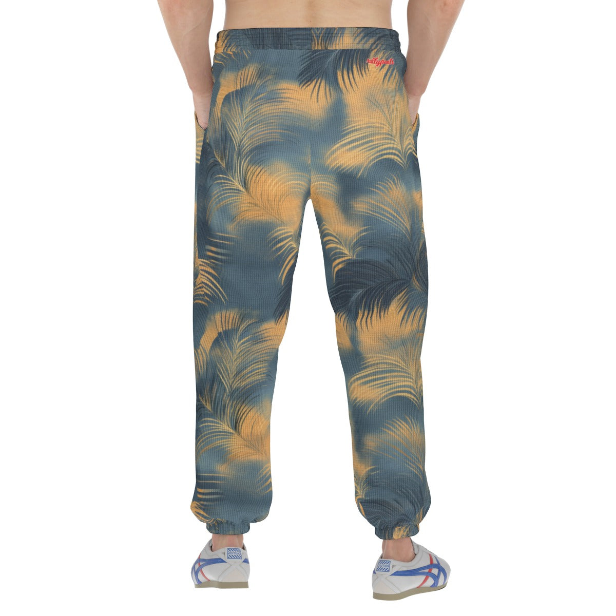 men’s thermal waffle tapered sweatpants - golden tide coastal teal/golden haze/indigo ink image 1