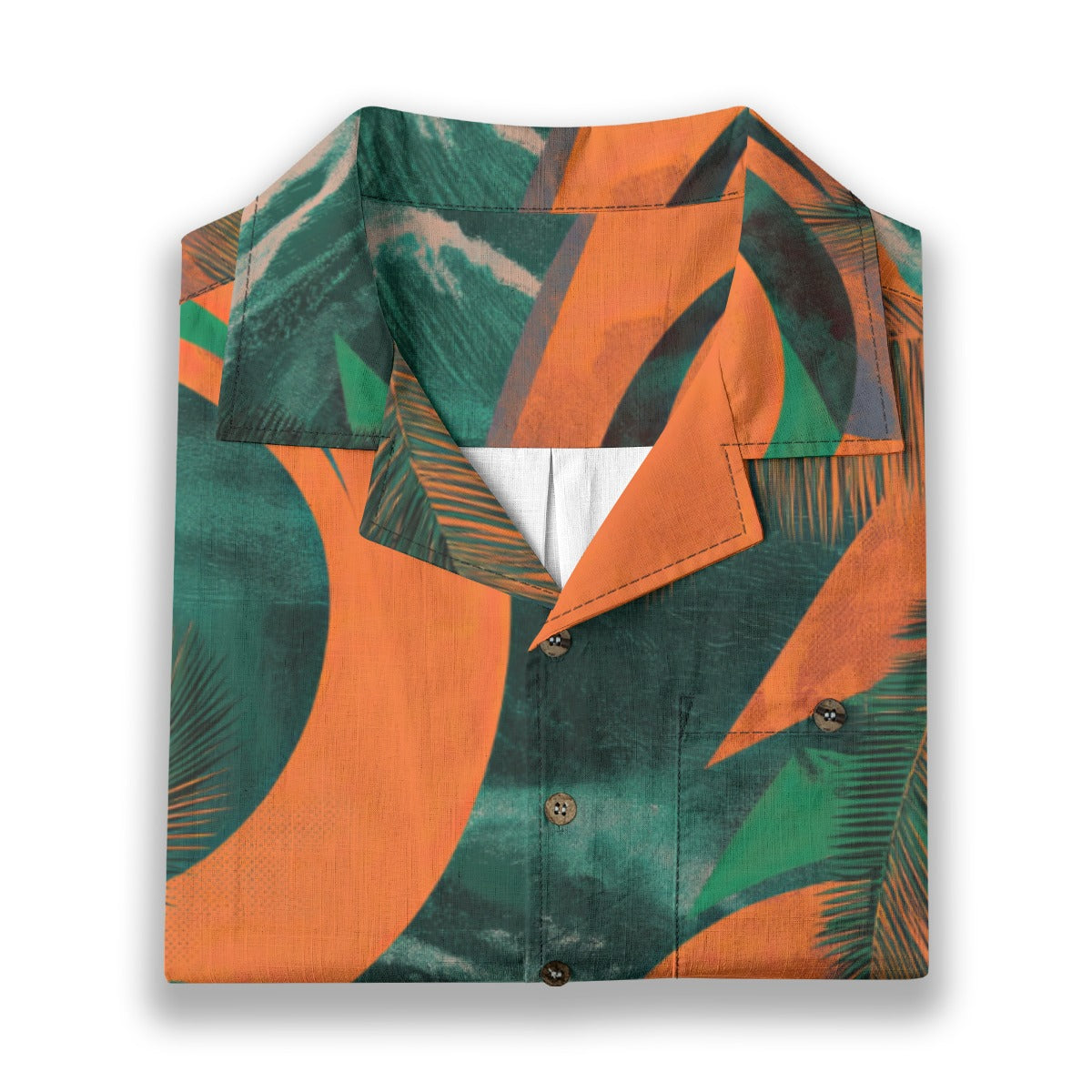 men's cotton pocket hawaiian shirt - miami orange/green