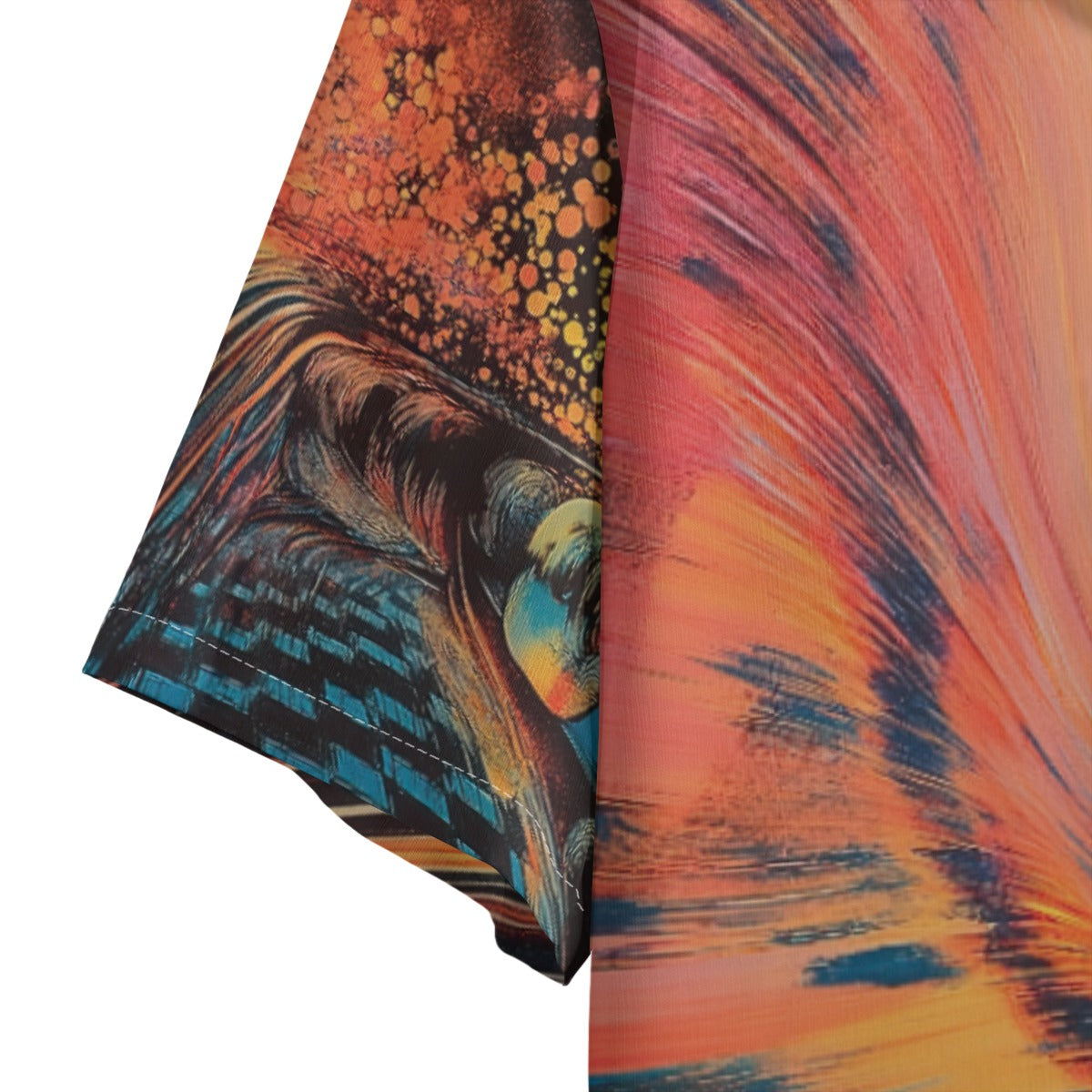 men's hawaiian shirt - finish line frenzy dusk/copper/track blue