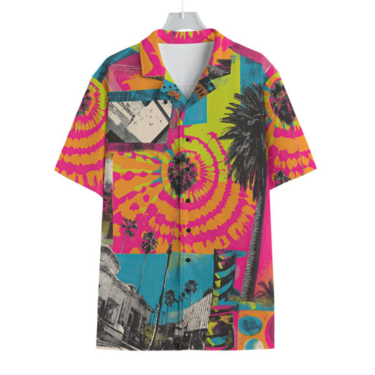 men's hawaiian shirt - san diego vibes turquoise/hot coral/neon lime