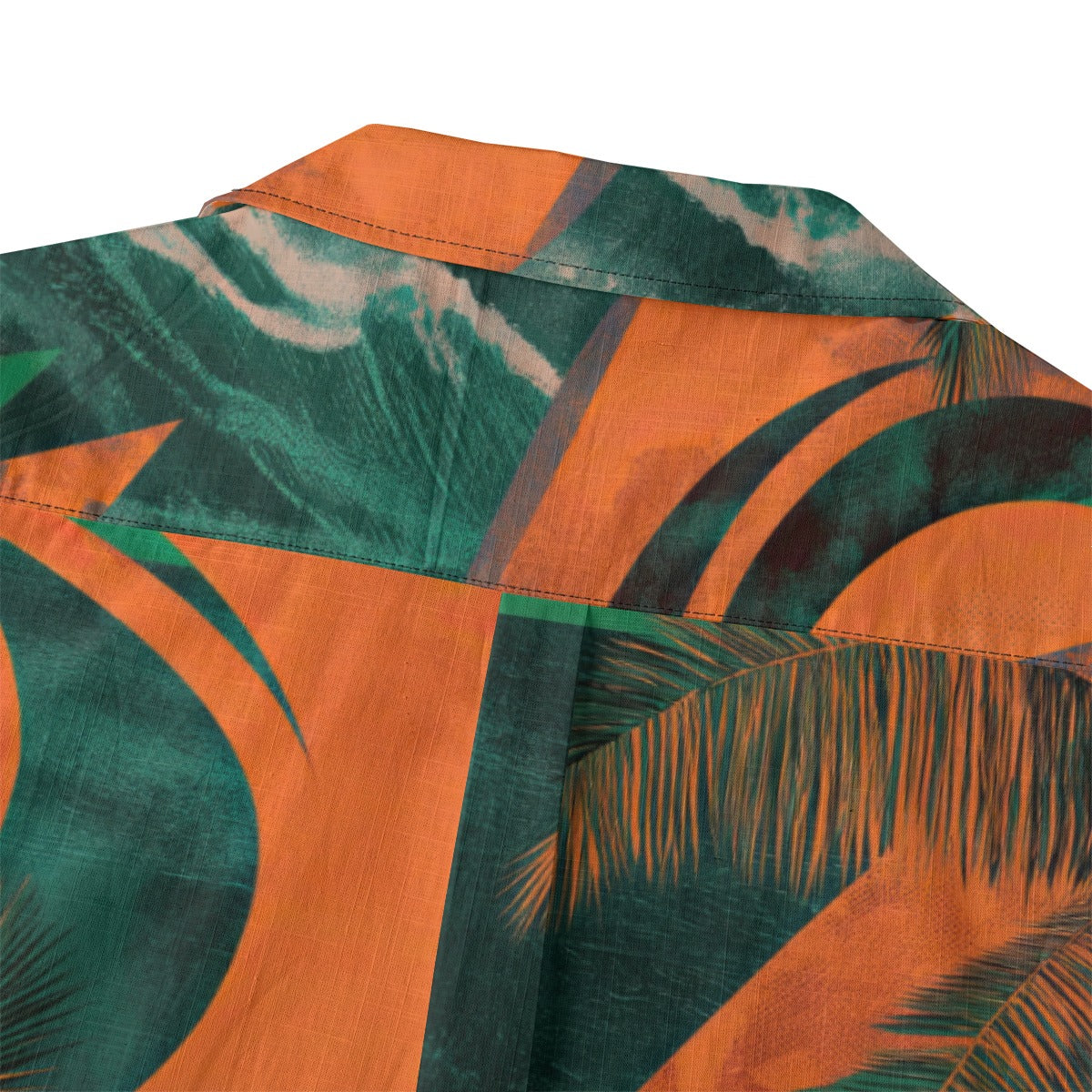 men's cotton pocket hawaiian shirt - miami orange/green