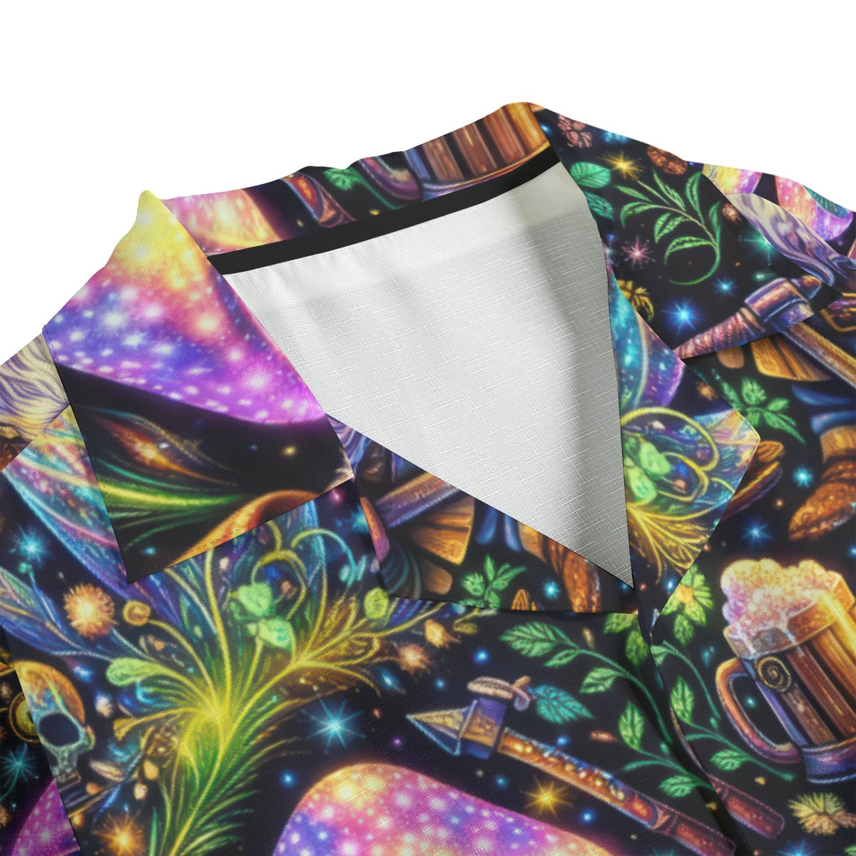 men's linen hawaiian shirt - psychedelic strange brew – midnight/ultraviolet/neon lime/gold