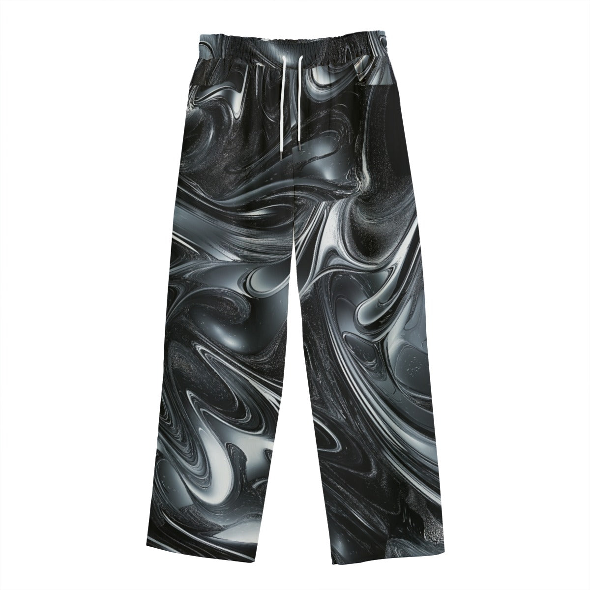 Straight Casual Pants – Cotton Black/Silver