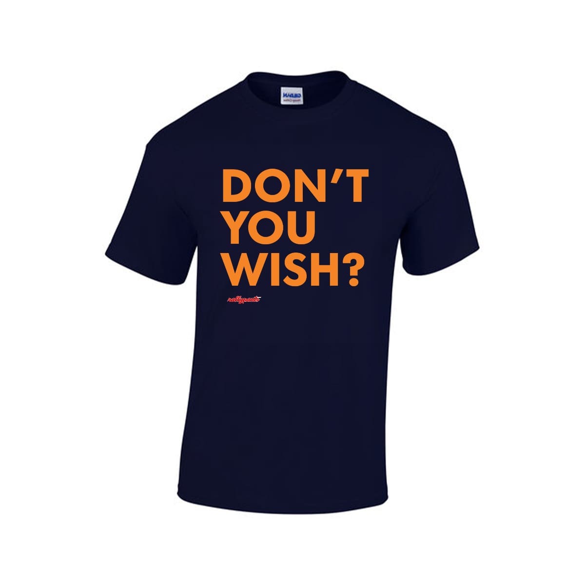 DON'T YOU WISH? statement t-shirt lifestyle mockup in white