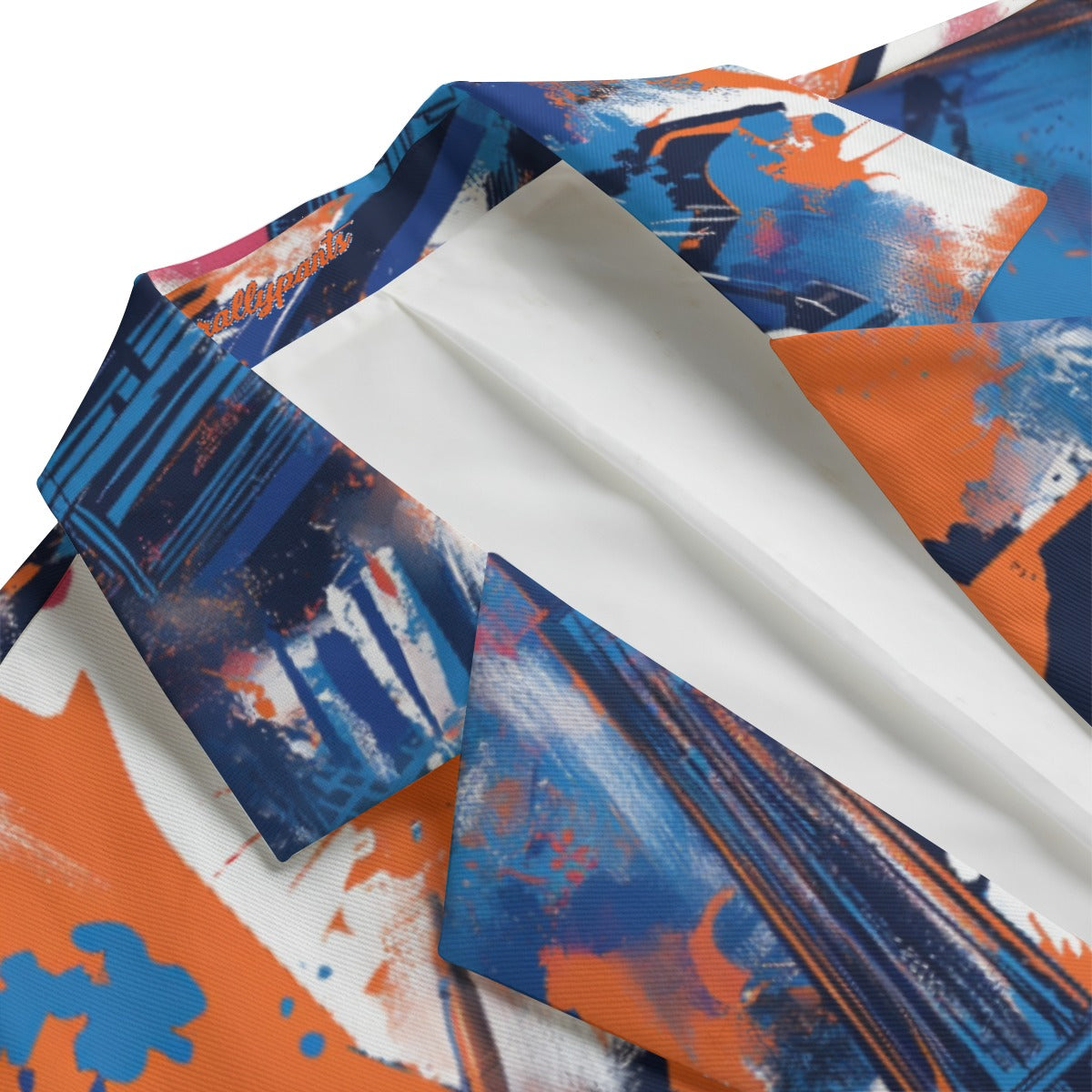 Men's Walt Clyde casual cotton blazer back view in New York blue/orange/graffiti