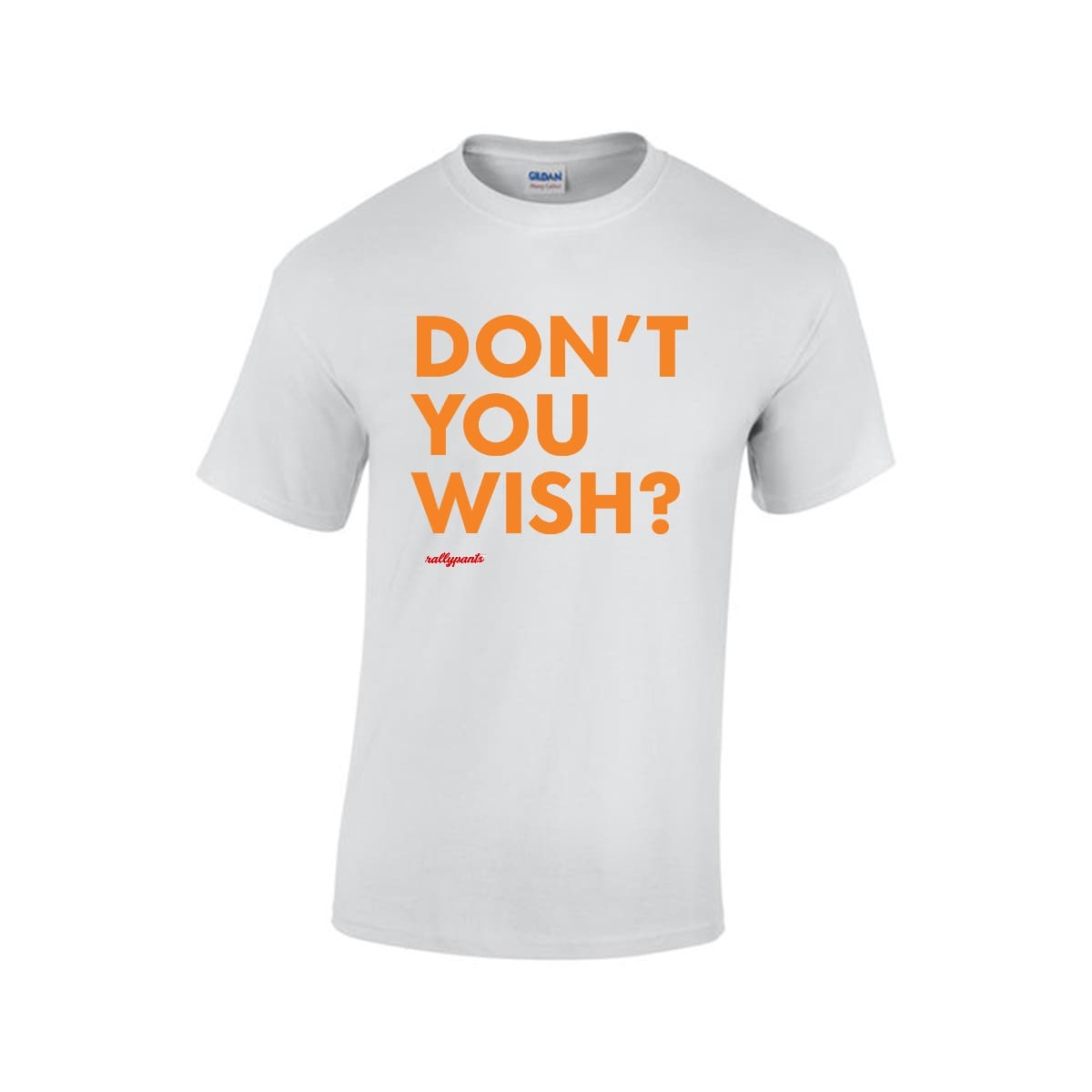 DON'T YOU WISH? statement t-shirt angled front view in white