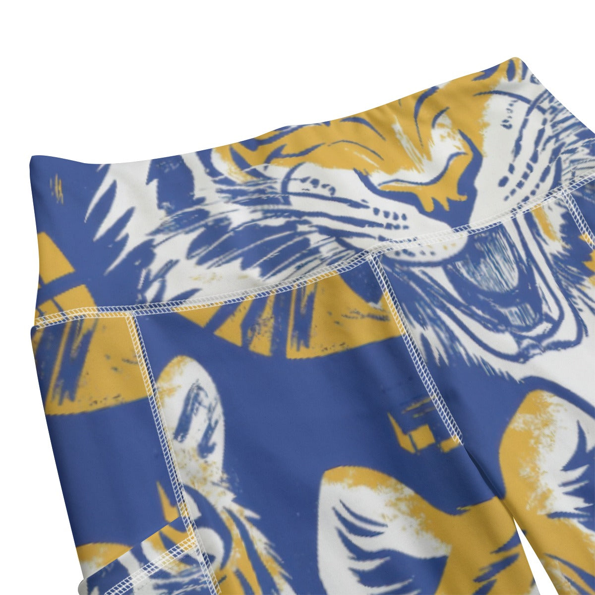Women's Yoga Leggings With Side Pockets - northport blue/gold