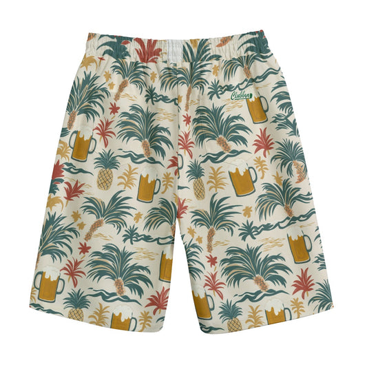 straight cotton casual shorts - island sand/golden ale/palm green