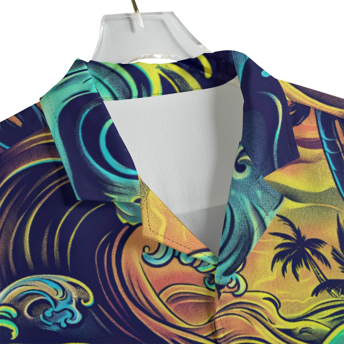 men's hawaiian shirt - san diego tide deep blue/sun yellow/coastal green