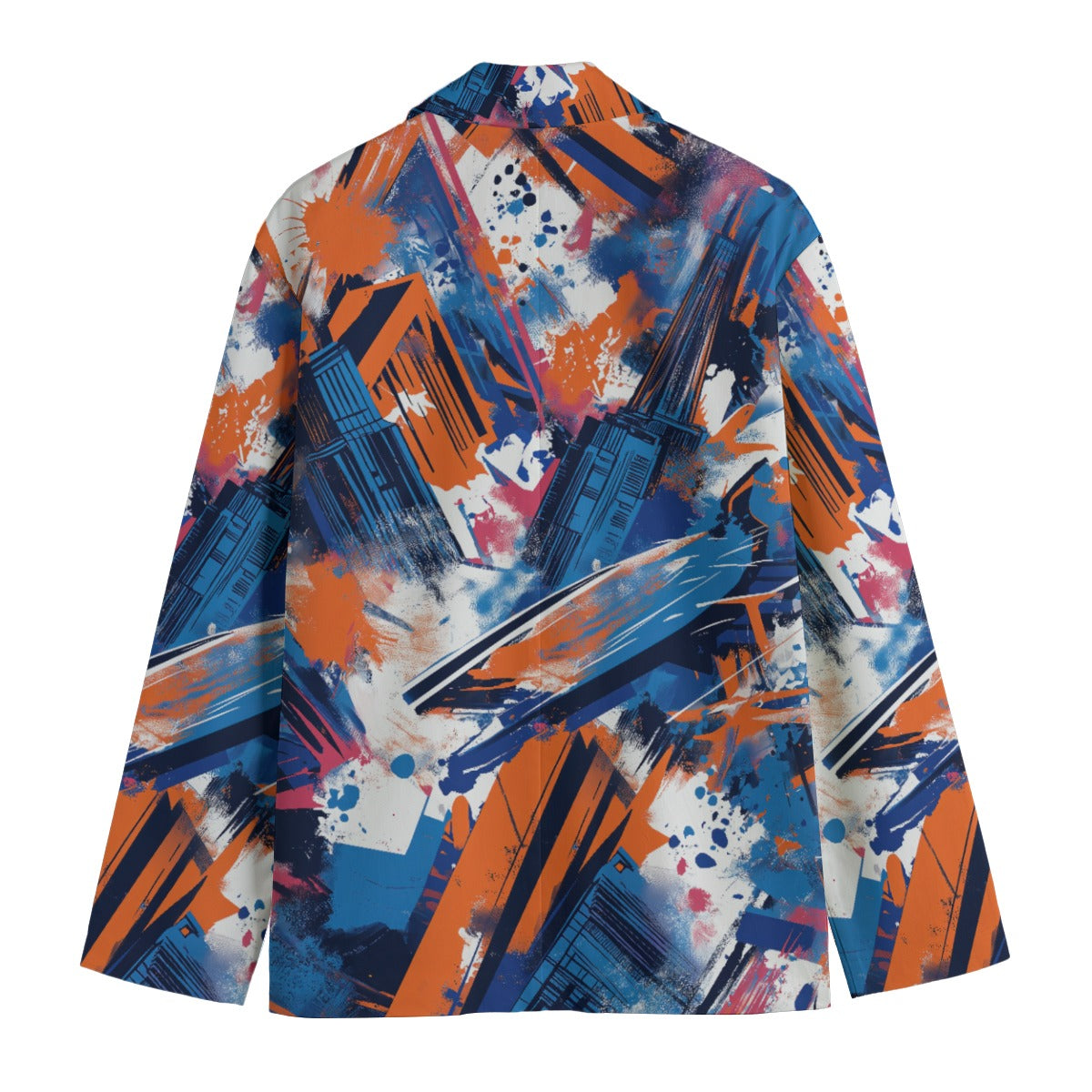 Men's Walt Clyde casual cotton blazer angled front view in New York blue/orange/graffiti