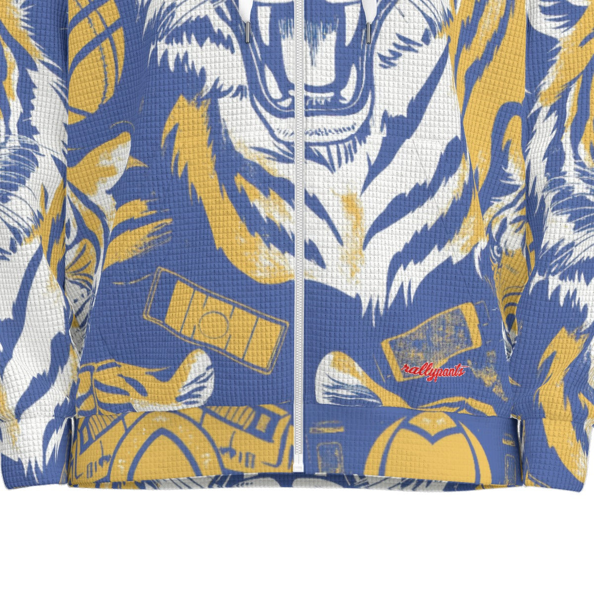 thermal waffle zip up hooded sweatshirt - northport blue/gold