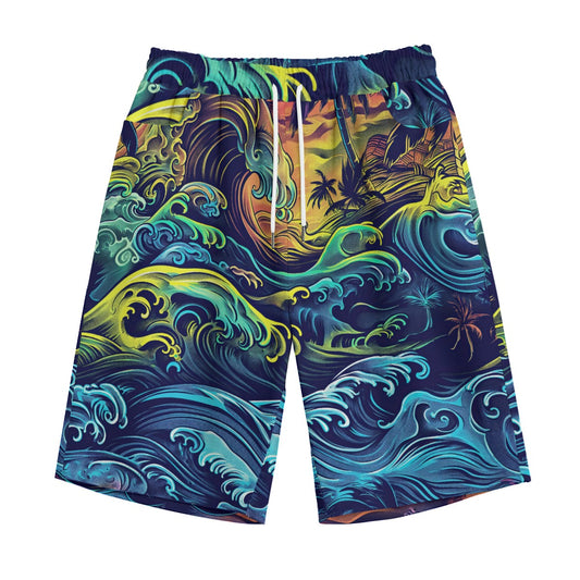 straight cotton casual shorts - san diego tide deep blue/sun yellow/coastal green