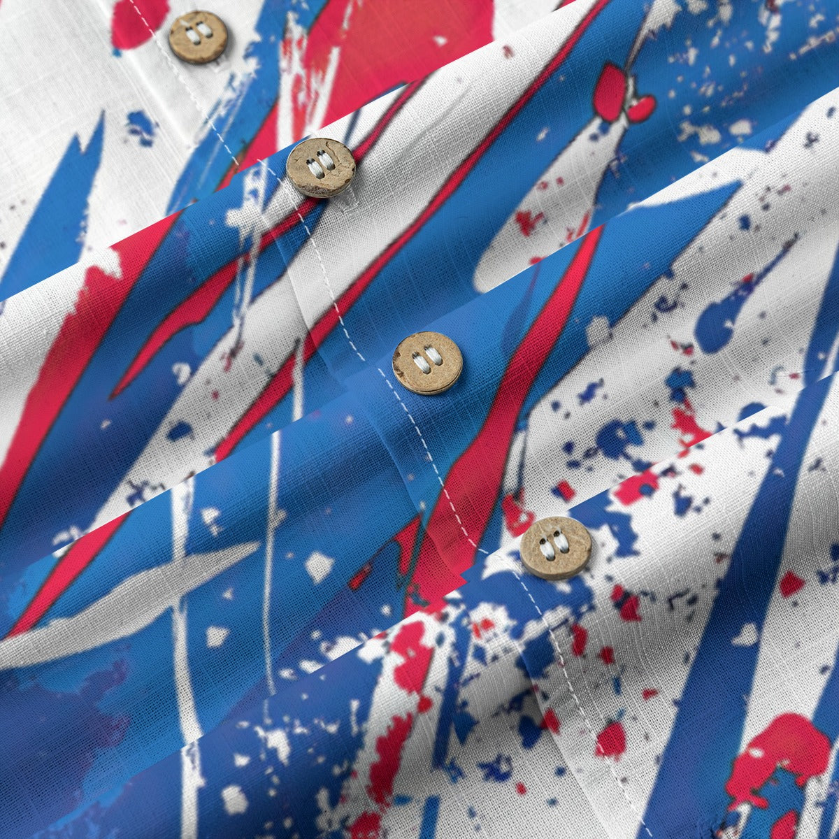 men’s slub cotton hawaiian shirt - buffalo blue/red/white