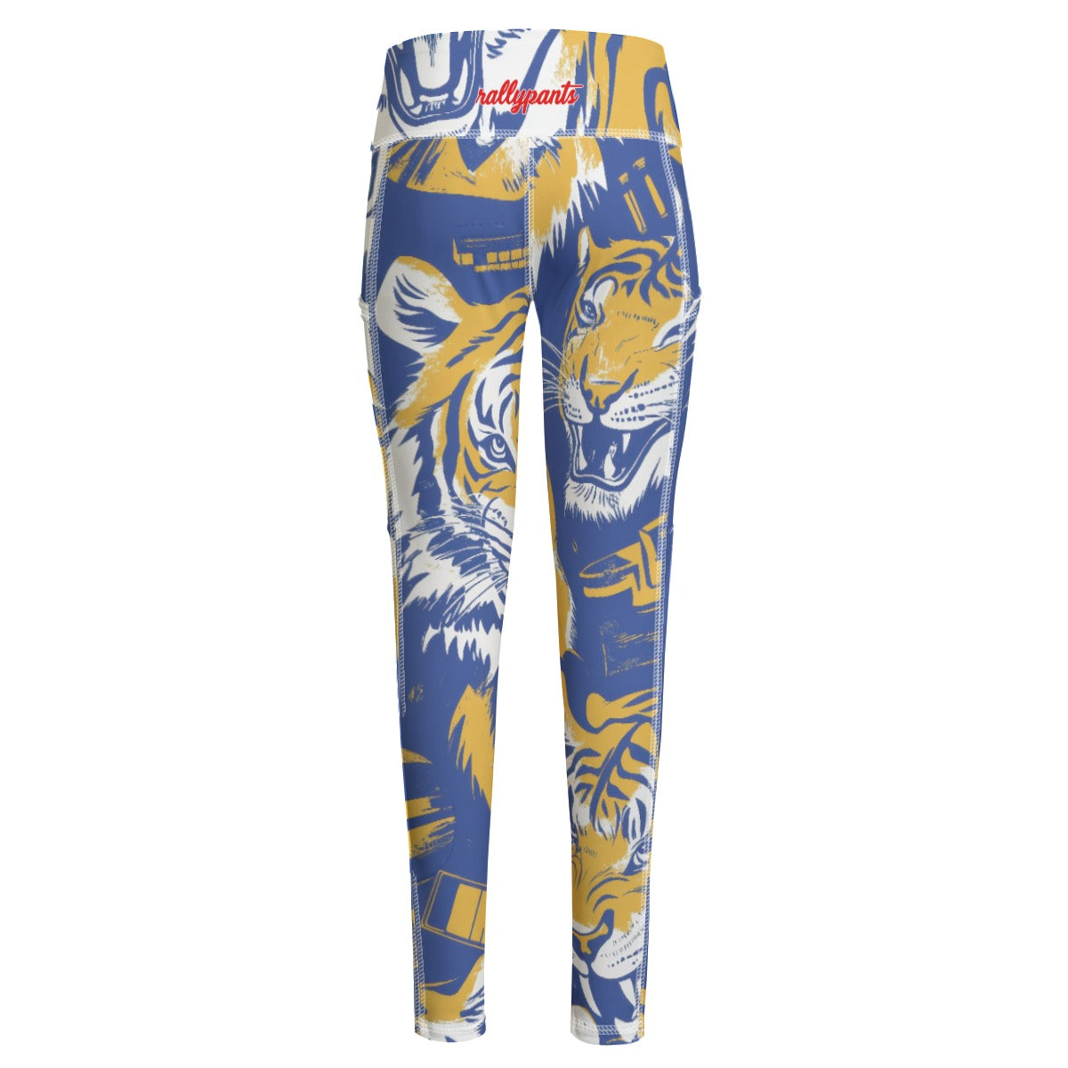 Women's Yoga Leggings With Side Pockets - northport blue/gold