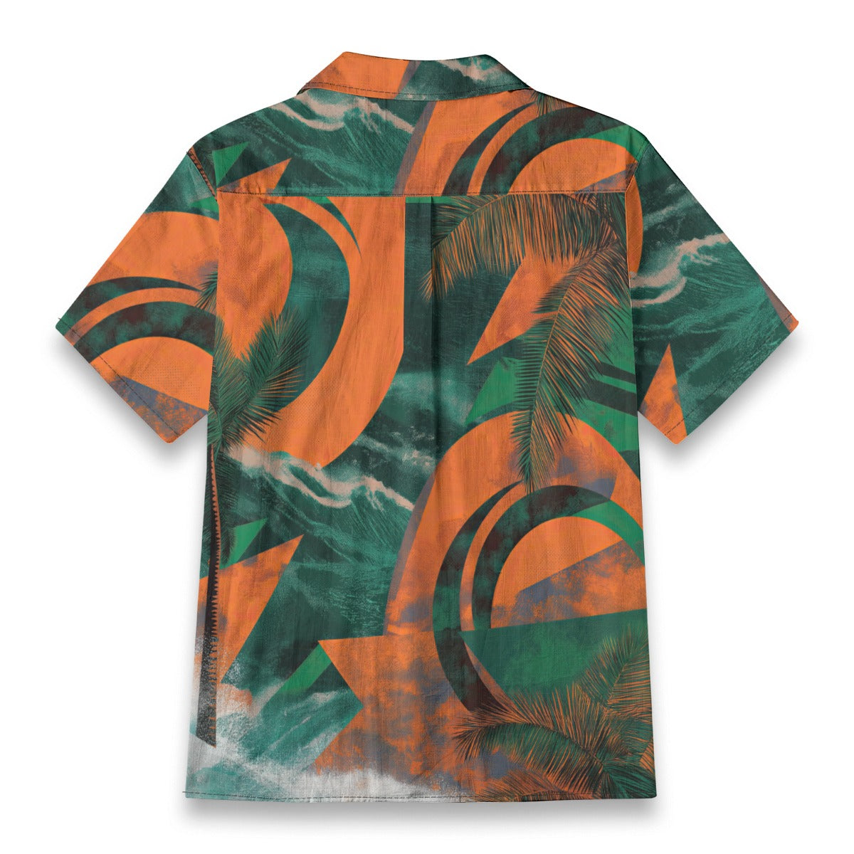 men's cotton pocket hawaiian shirt - miami orange/green