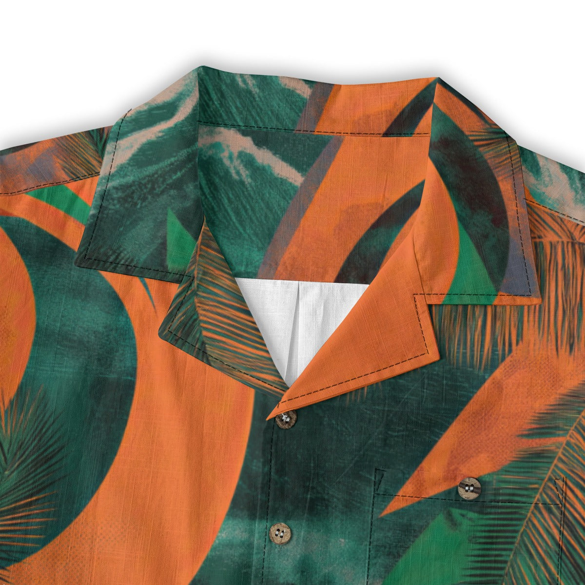 men's cotton pocket hawaiian shirt - miami orange/green