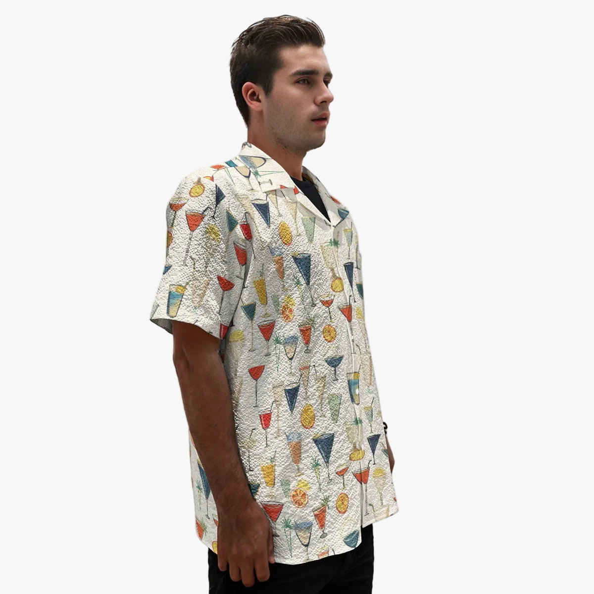 short sleeve button-up – rallyprint sunset spritz coral/orange/navy