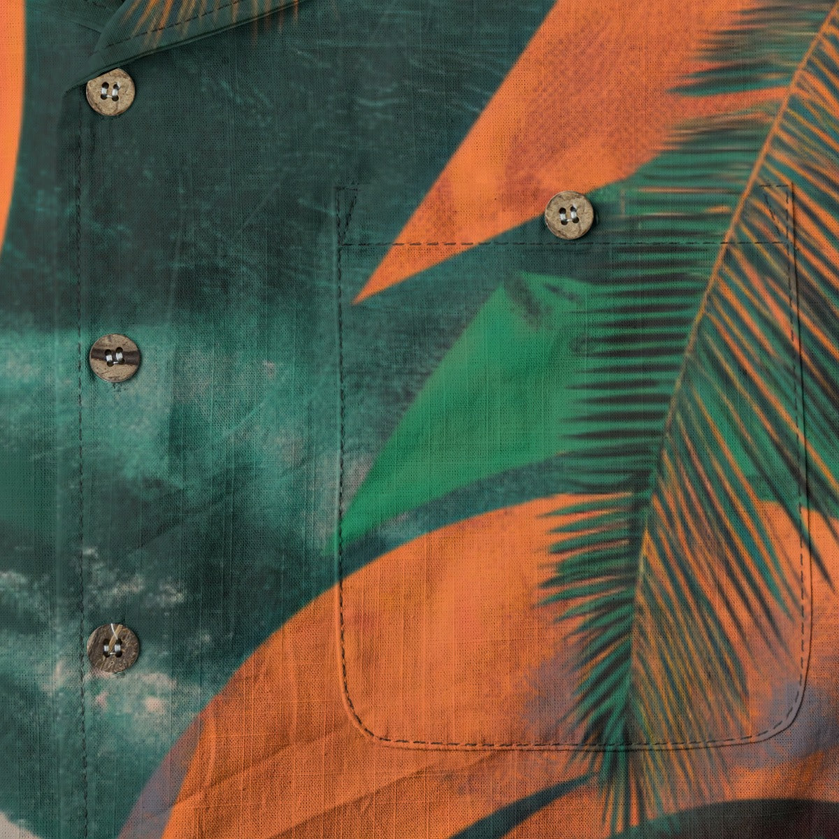 men's cotton pocket hawaiian shirt - miami orange/green