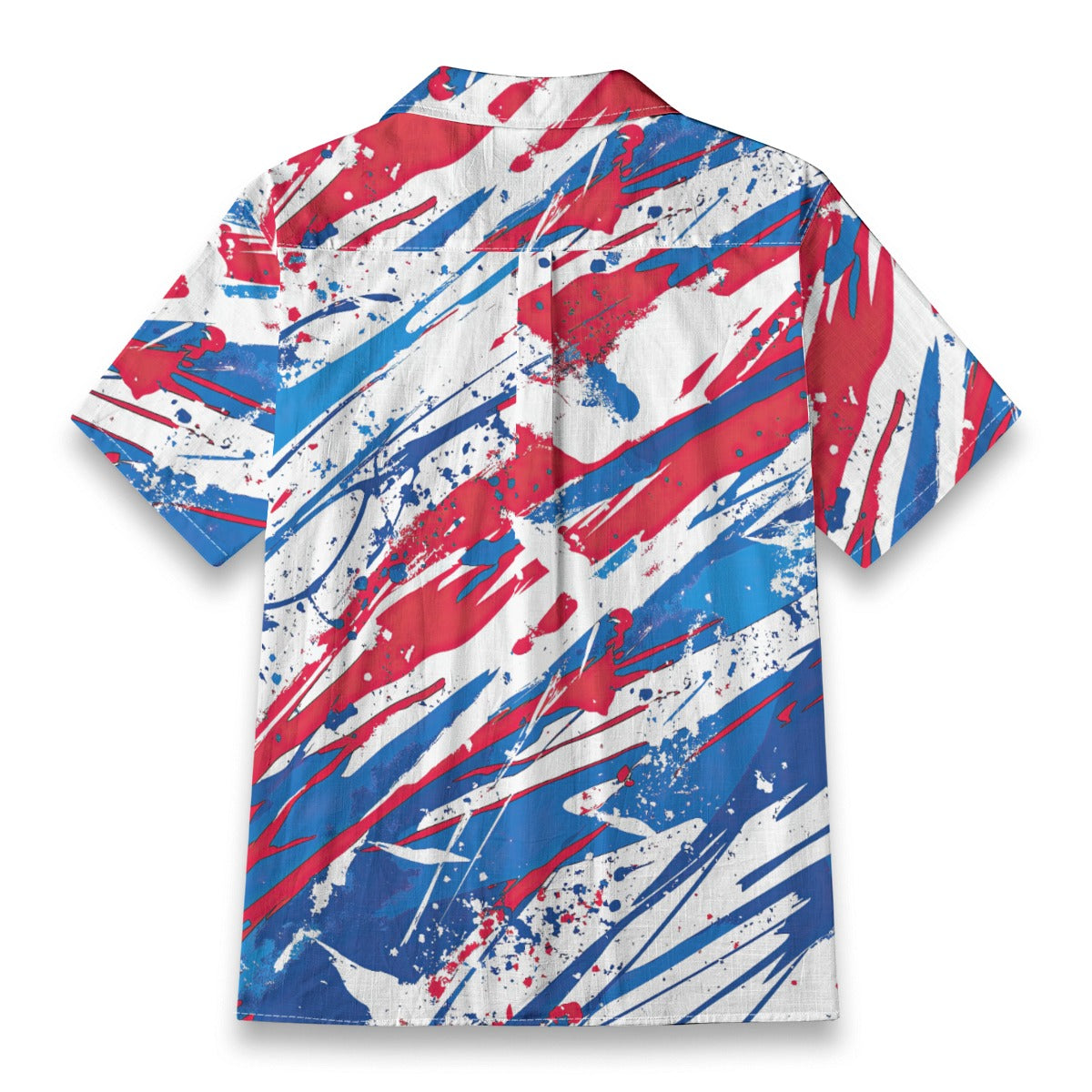 men’s slub cotton hawaiian shirt - buffalo blue/red/white