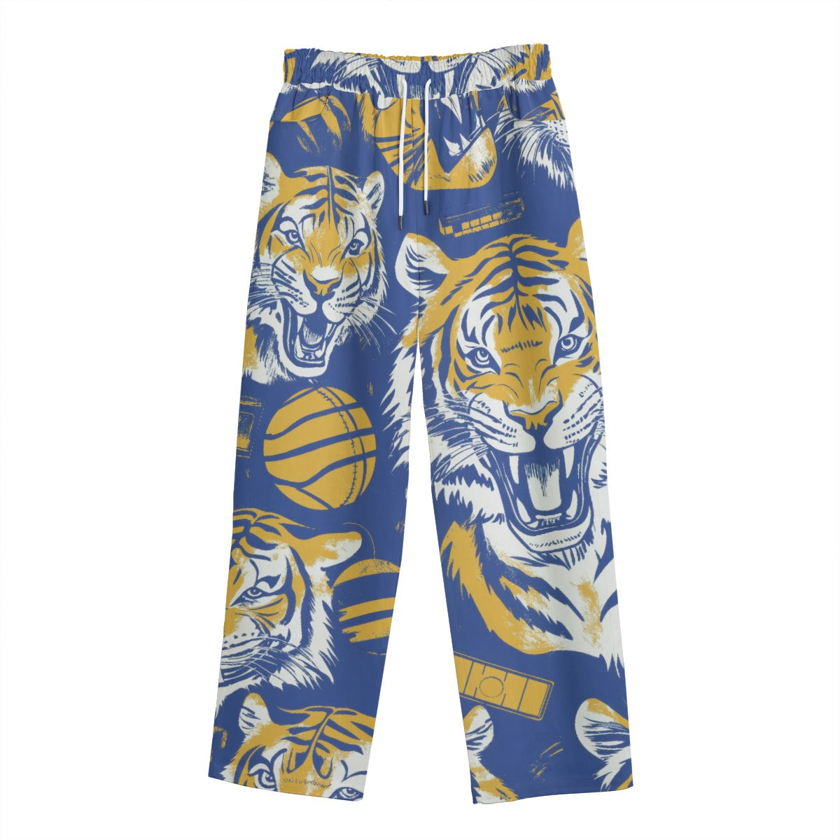 Straight Casual Cotton Pants - northport blue/gold