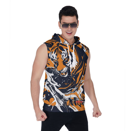 Men's Zipper-Up Sleeveless Hoodie - cincinnati black/orange/white