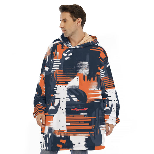 sherpa fleece hoodie blanket - chicago navy/orange/white