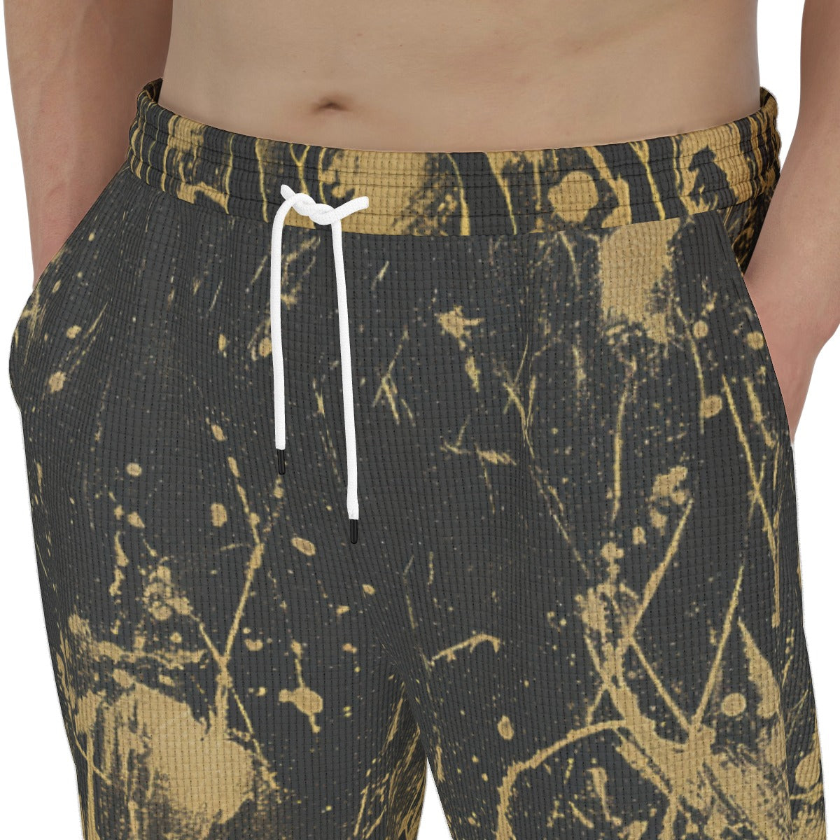men’s thermal waffle tapered sweatpants - los angeles black/gold club image 2