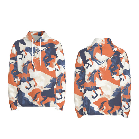 men’s thermal waffle half button pullover hoodie - denver orange/blue/white image 0