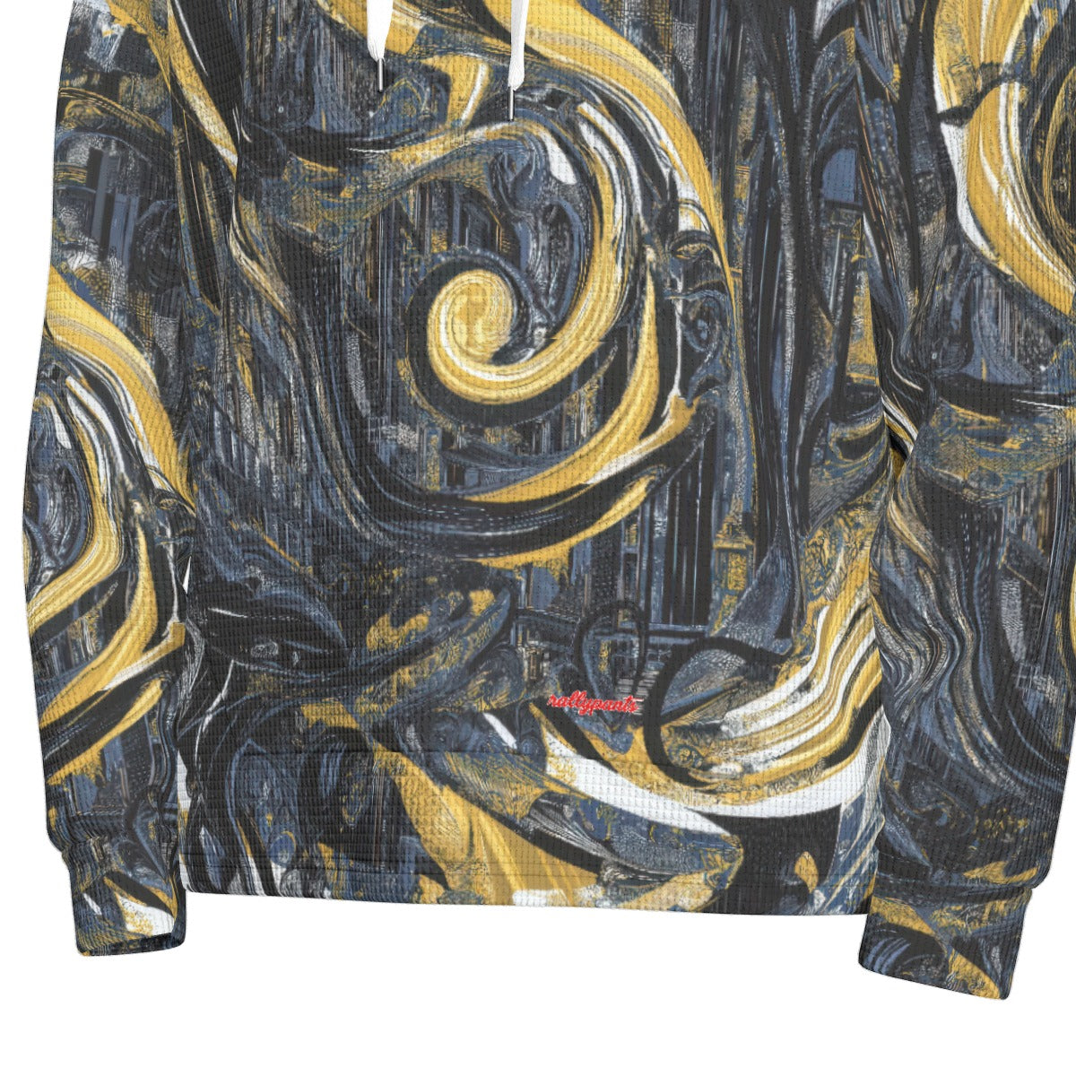 men’s thermal waffle half button pullover hoodie - new orleans black/gold image 6