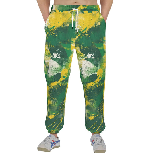men’s thermal waffle tapered sweatpants - oak-sac-vegas green/yellow image 0