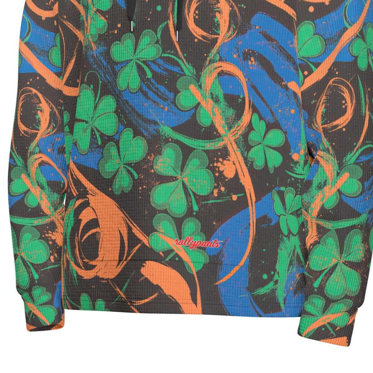 men’s thermal waffle half button pullover hoodie - port st lucky blue/orange/green/black image 6