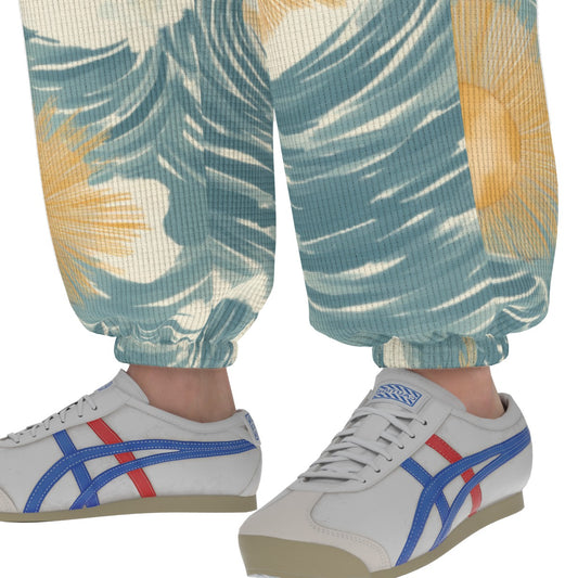 men’s thermal waffle tapered sweatpants - sunsoaked surf pacific teal/golden adobe/seafoam image 0