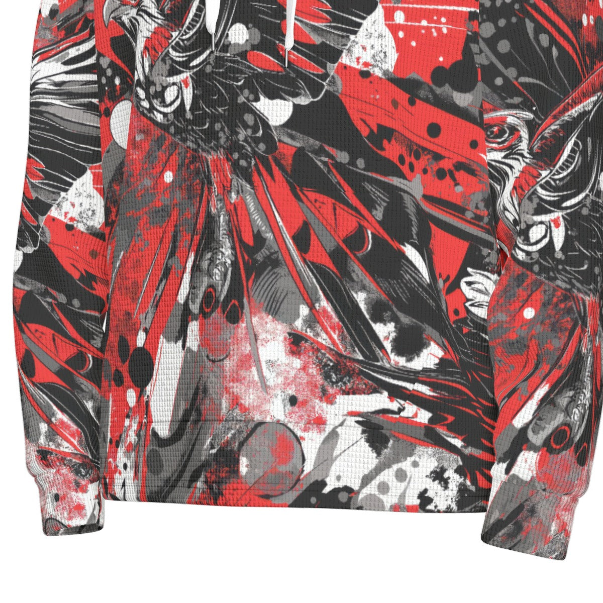 men’s thermal waffle half button pullover hoodie - atlanta red/black/white image 1