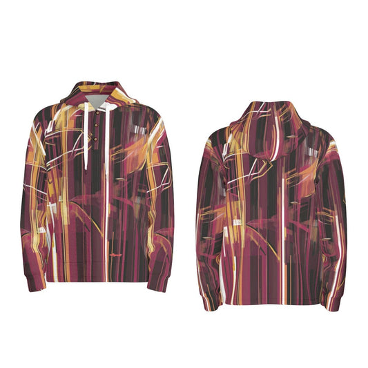 men’s thermal waffle half button pullover hoodie - washington burgundy/gold/matrix image 0