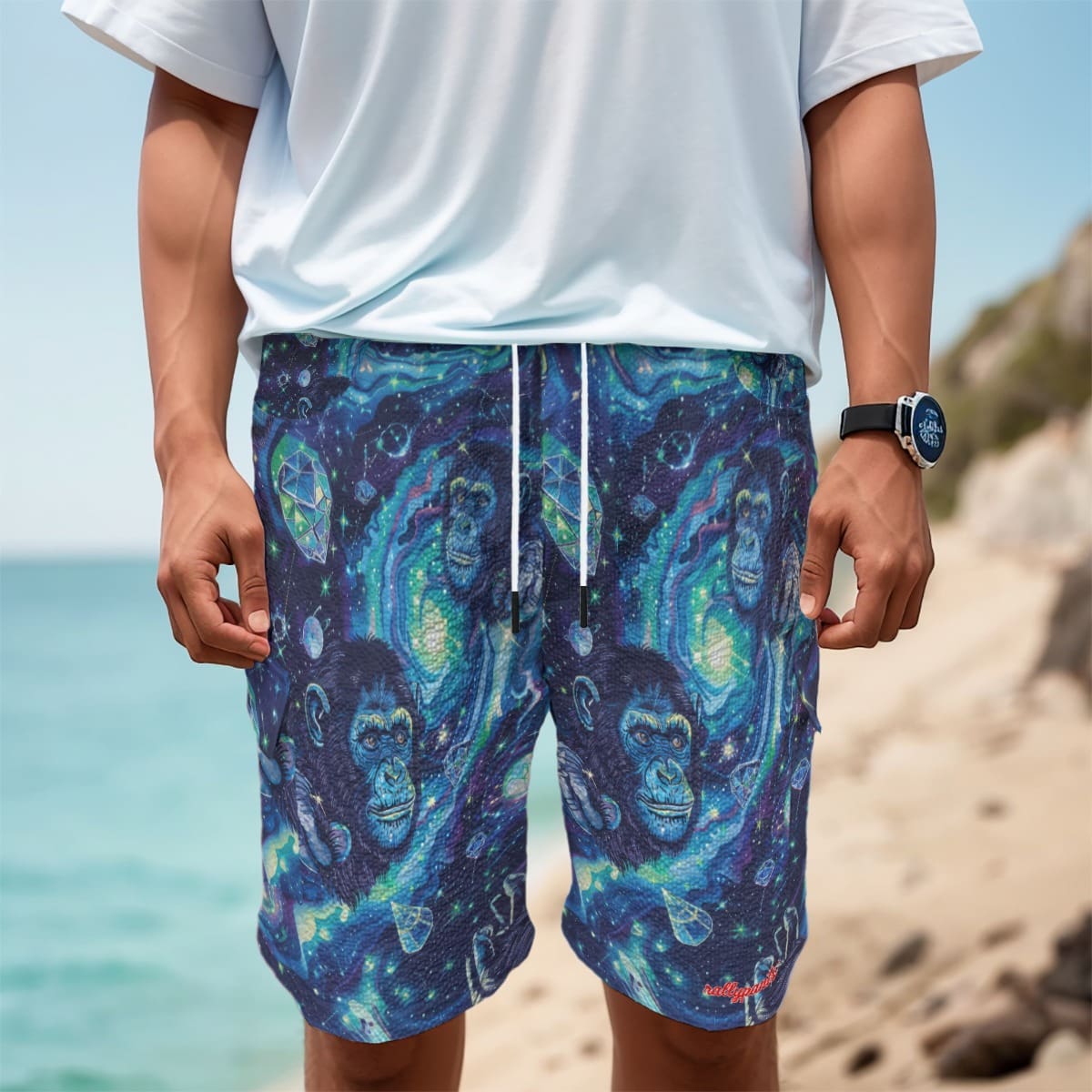 men's featherlite textured cargo shorts - apes blue diamond/moon white - White, L image