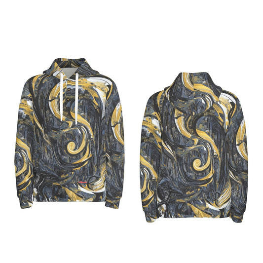 men’s thermal waffle half button pullover hoodie - new orleans black/gold image 0