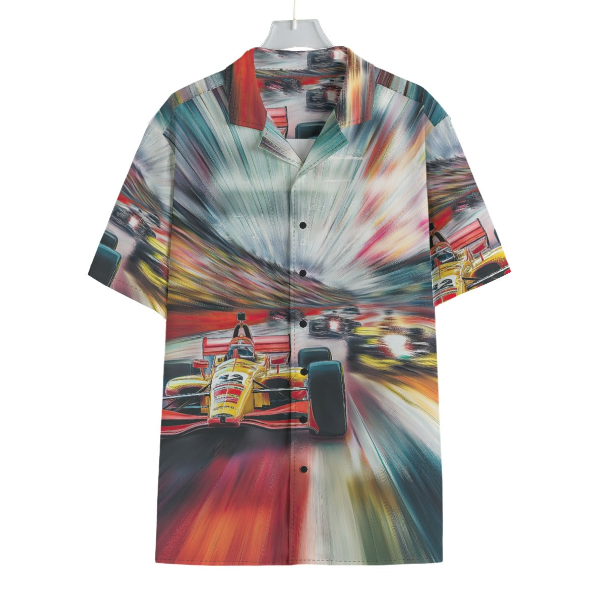 men’s hawaiian shirt – indy black/white/red image 2