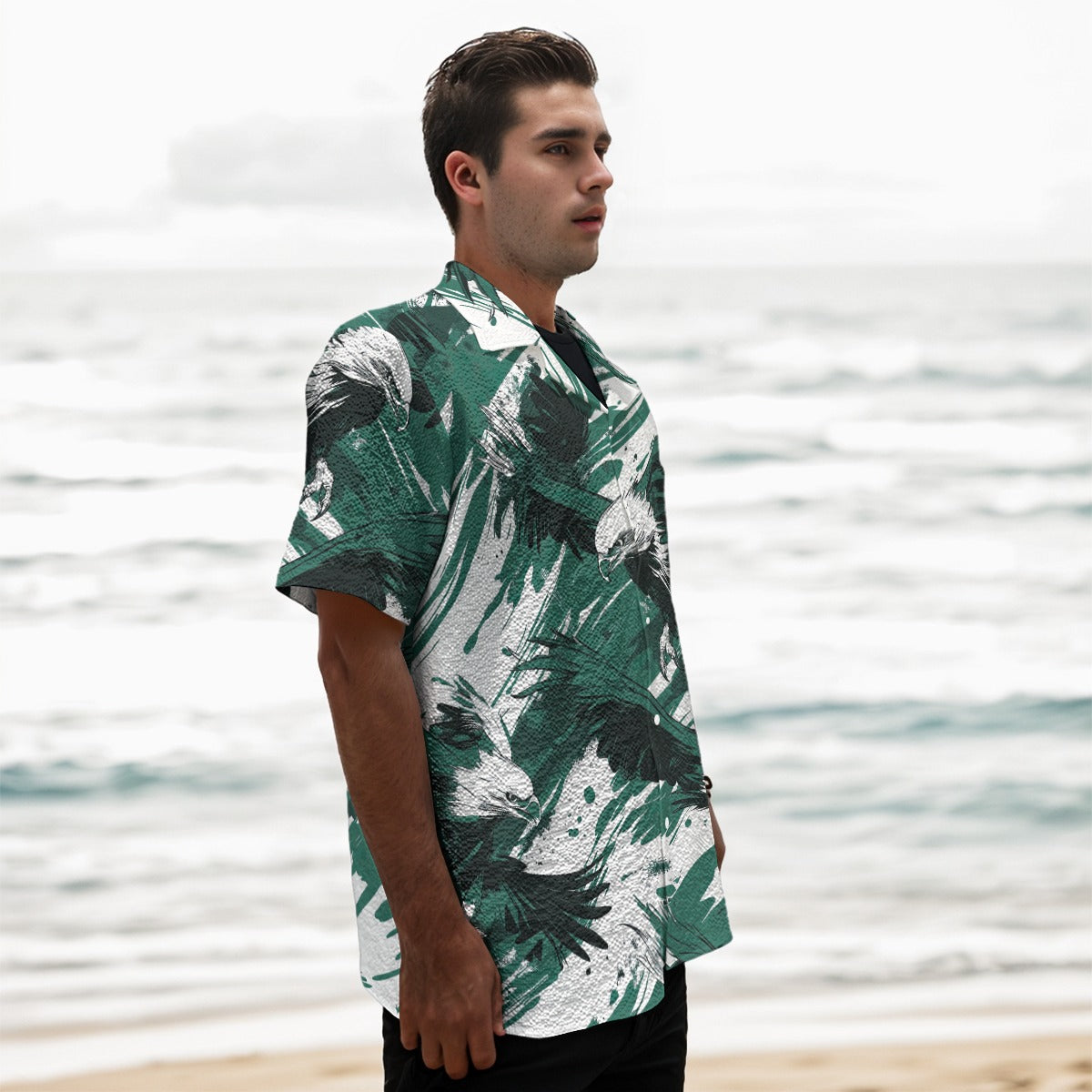 featherlite textured short sleeve shirt -  philadelphia midnight/green/white image 2
