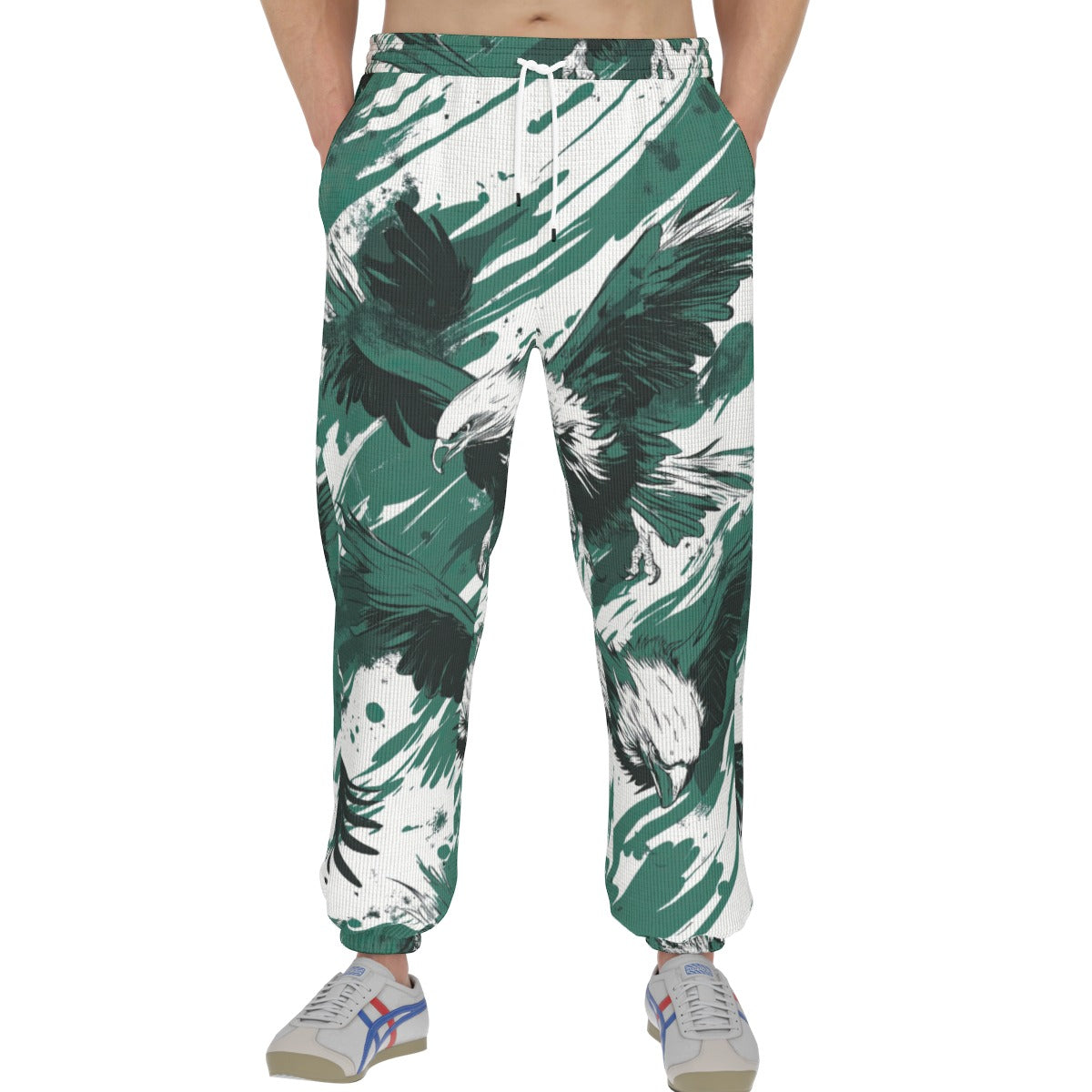 men’s thermal waffle tapered sweatpants - philadelphia midnight/green/white image 4