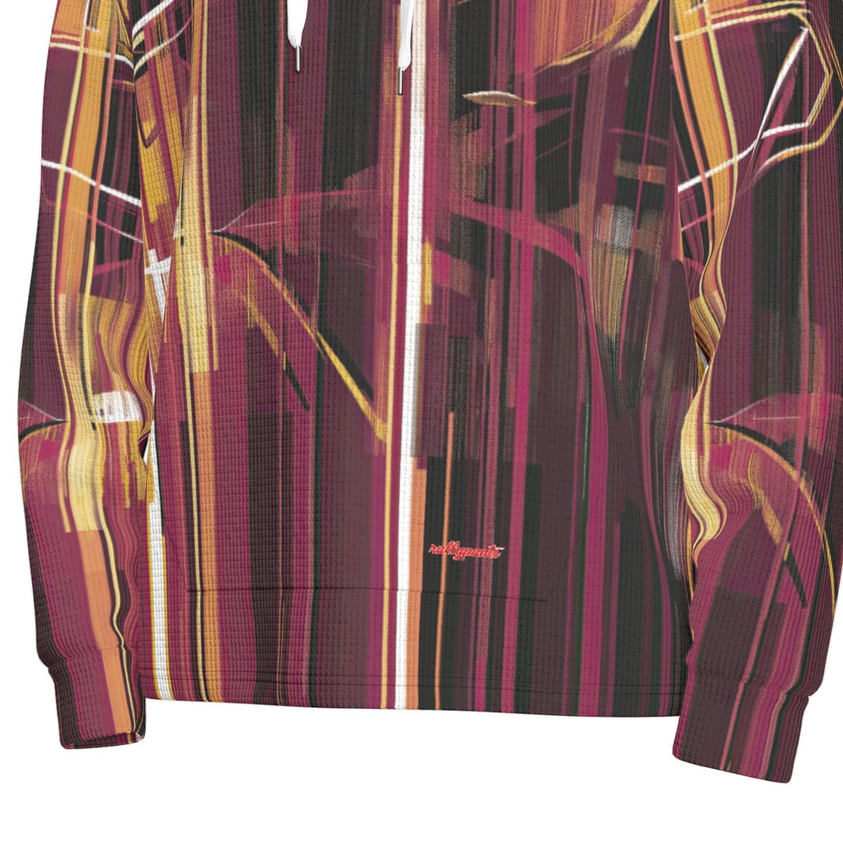 men’s thermal waffle half button pullover hoodie - washington burgundy/gold/matrix image 6