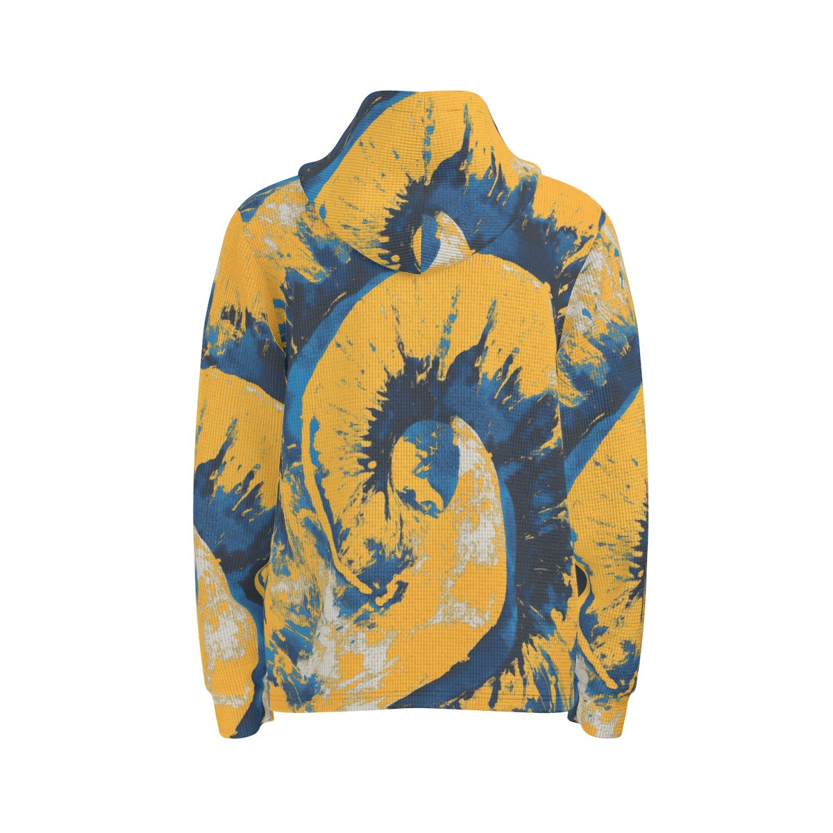 men’s thermal waffle half button pullover hoodie - los angeles blue/yellow/white image 3