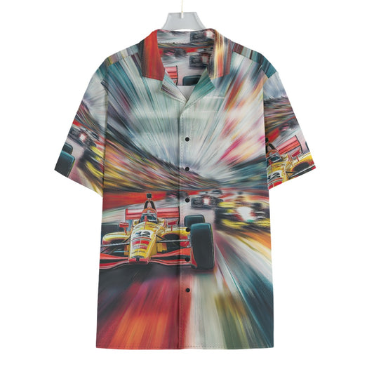 men’s hawaiian shirt – indy black/white/red image 0